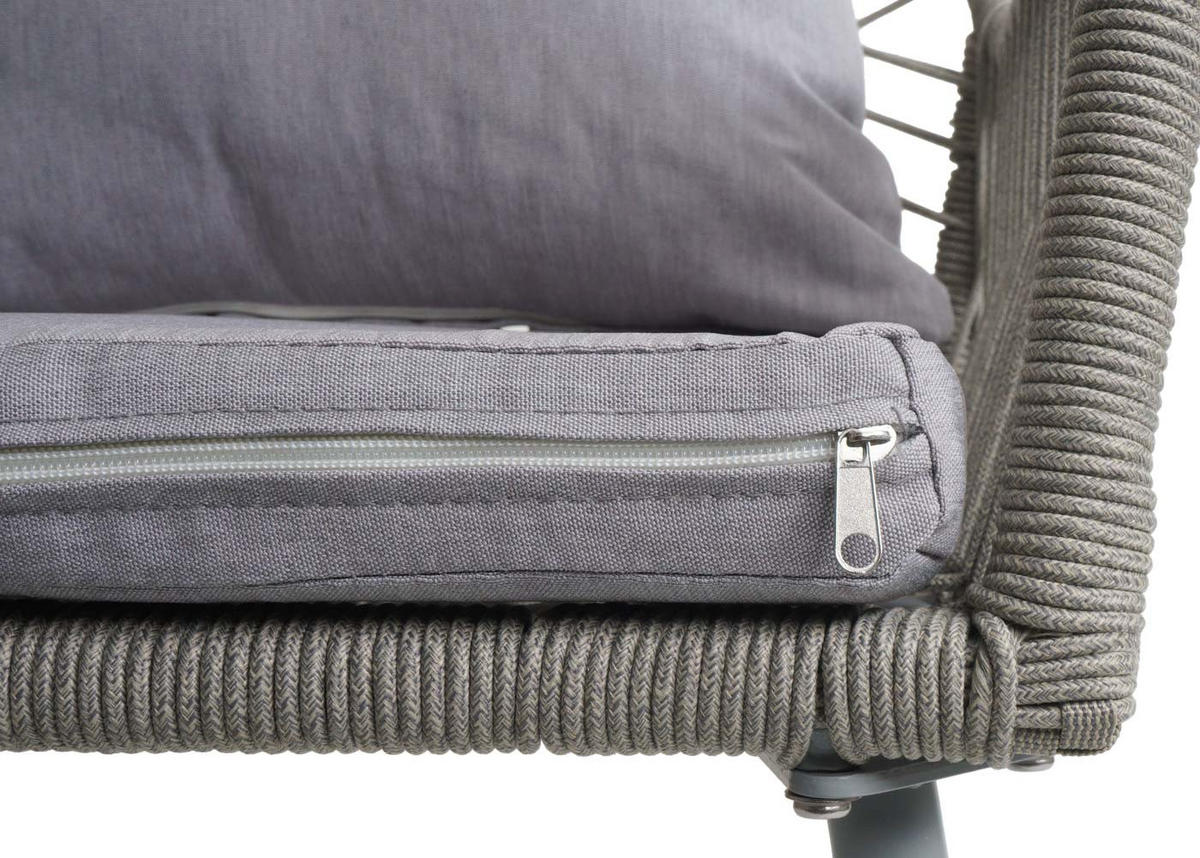 GARTENSTUHL 2er-Set 81x54x62cm Aluminium Seilgeflecht Rope Grau - Grau, Metall (54/81/62cm) - PROREGAL