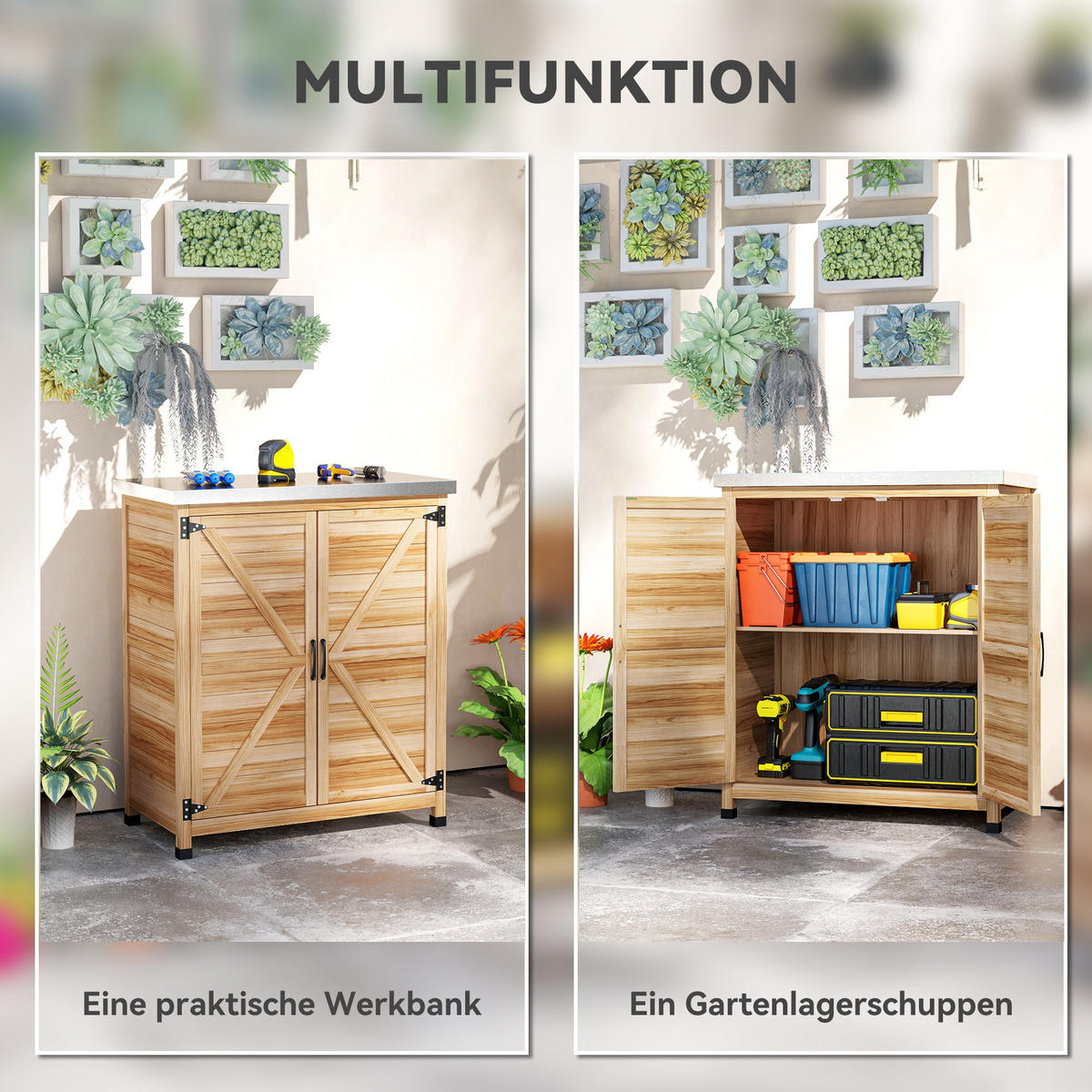 GARTENSCHRANK DE-09246 Natur - Naturfarben, Holz (43/92/79cm) - ComfortXL