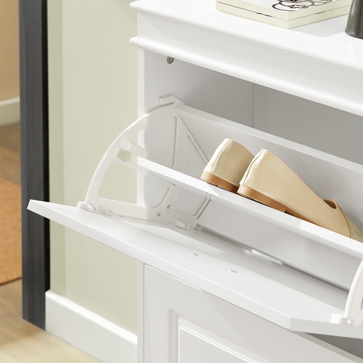 SCHUHSCHRANK Weiß - Weiß, Holzwerkstoff (53/117/24cm) - SoBuy
