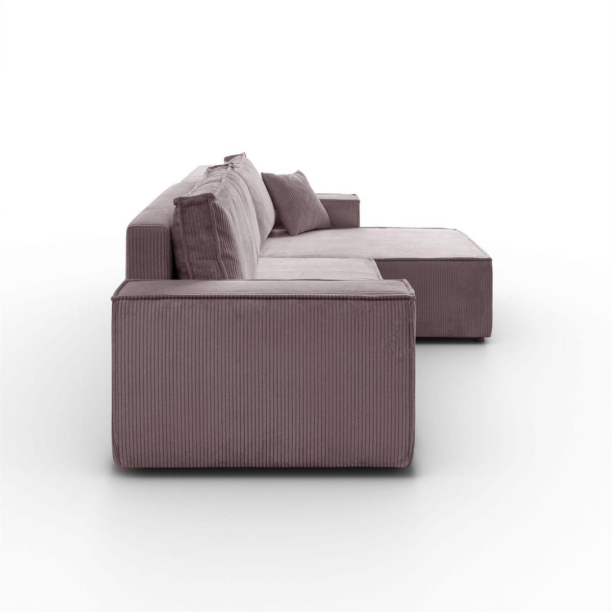 ECKSOFA Gepolstertes CARLO XL Cord mit Schlaffunktion und Bettkasten, Poso 27 - Rosa, Textil (277/143cm) - Lookway