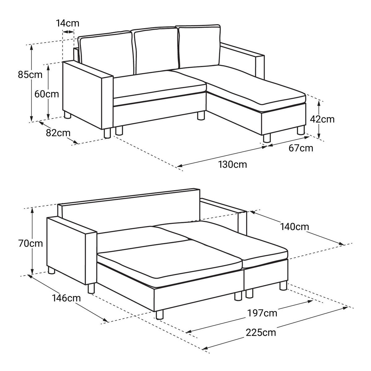 ECKSOFA WADE Blau 3 Plätze - Blau, Textil (146/229cm) - Happy Garden