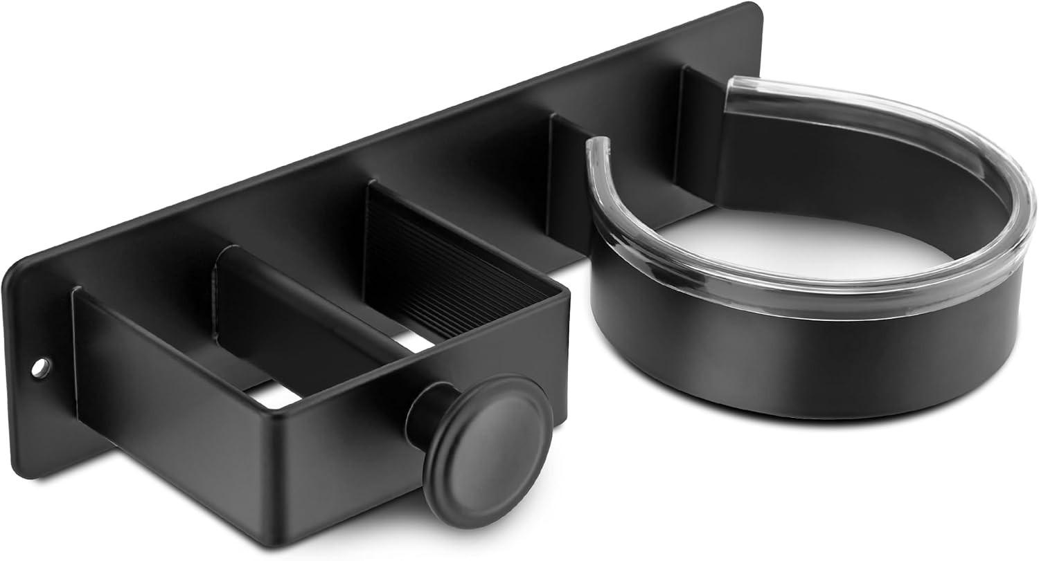 HAARTROCKNERHALTER ,Wandmontierter Haartrocknerhalter - Schwarz, Metall (10.7/5/20.5cm) - BELZ