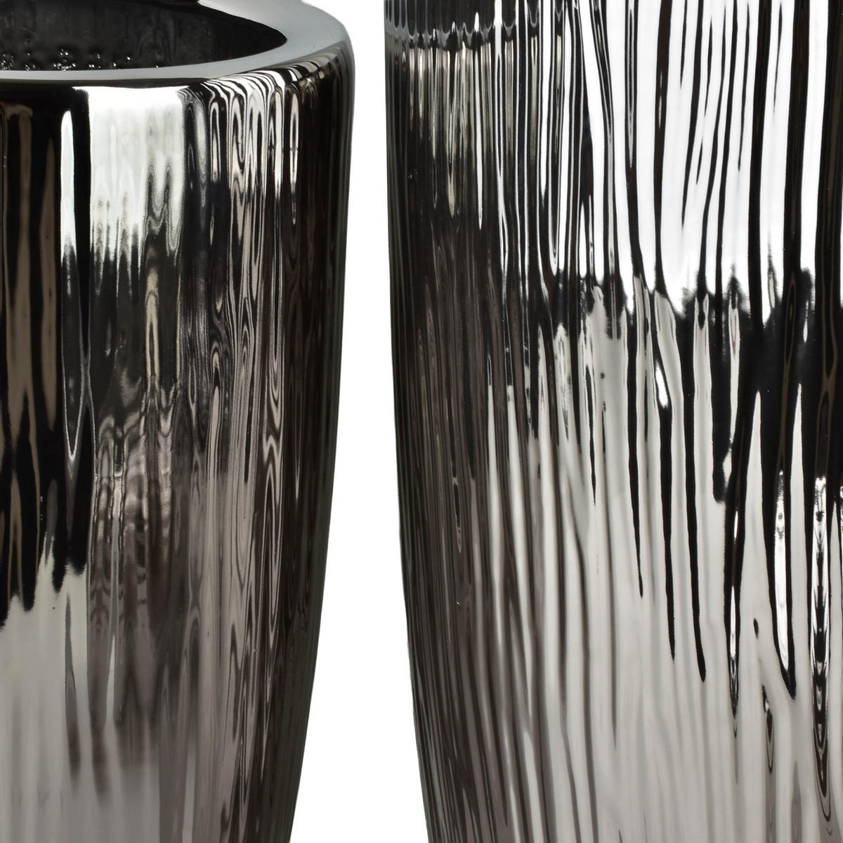 BLUMENTOPF Neva 3er Set Silber 37/37/47 cm Keramik - Silberfarben, Keramik (37/47/37cm) - Mondex