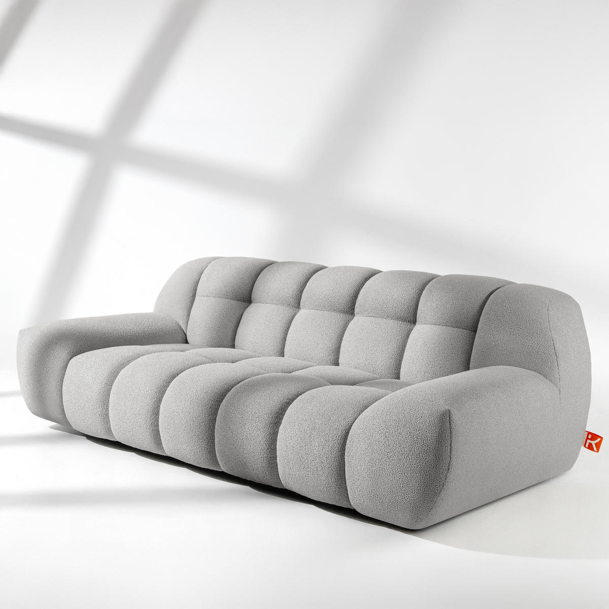 EINZELSOFA VENA Bouclé, Hellgrau - Hellgrau, Holz/Textil (225/72/105cm) - KONSIMO®