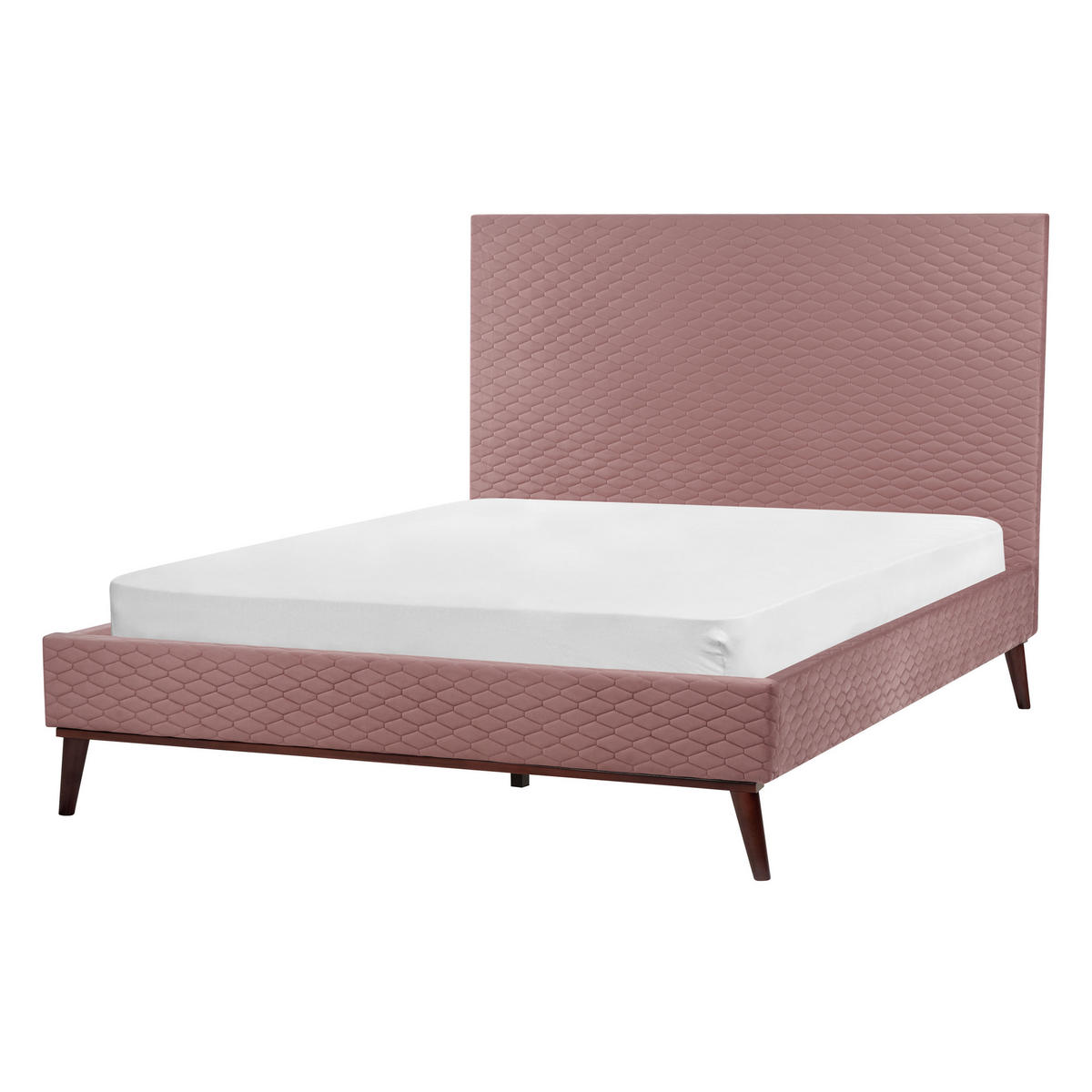 KÁRPITOZOTT ÁGY ágyráccsal 140x200 cm Rózsaszín Bayonne - pink, textil (140/200cm) - Beliani