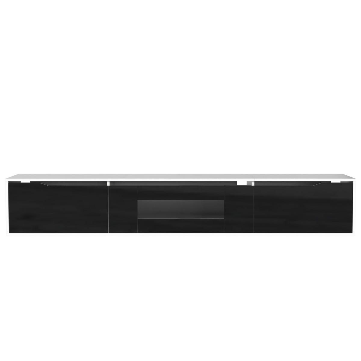 TV-SCHRANK Weiß und Schwarz 180/30/35cm - Weiß, Glas/Holzwerkstoff (30/35/180cm) - Urban Meuble