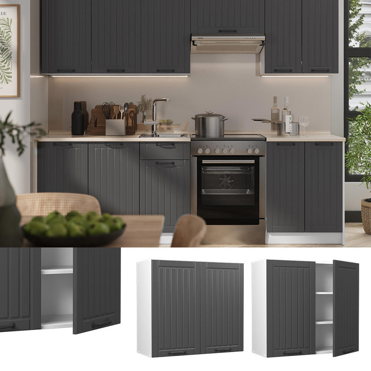 HÄNGESCHRANK Fame-Line, Dunkelgrau/Weiß, 80 cm - Dunkelgrau/Weiß, Holzwerkstoff (80/72/34.1cm) - Vicco