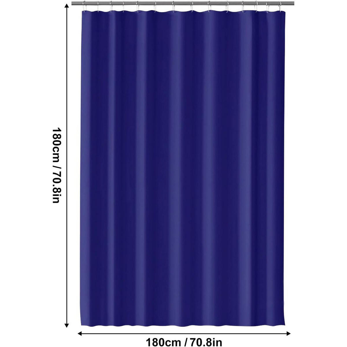 DUSCHVORHANG Farbe schimmelresistent Kunststoff mit Haken Badezimmer - Blau, Kunststoff (180/180cm) - MCBOSON