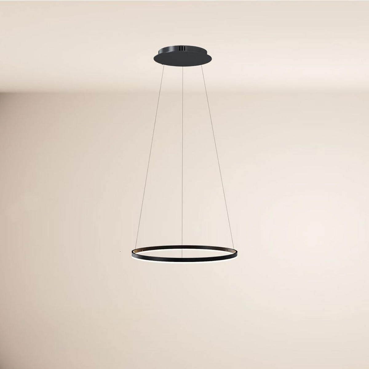 LED-HÄNGELEUCHTE Ring Direkt/Indirekt 5m Schwarz Ø 60cm - Schwarz, Metall (60/60/3.3cm) - s.luce