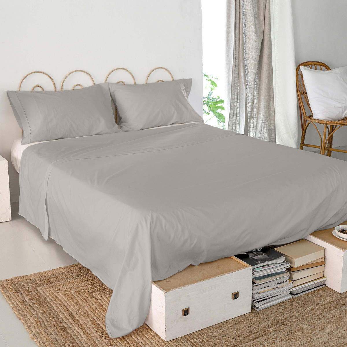 OBERBETTLAKEN basic 160x270 cm grau - Grau, Textil (160/270cm) - Happy Friday