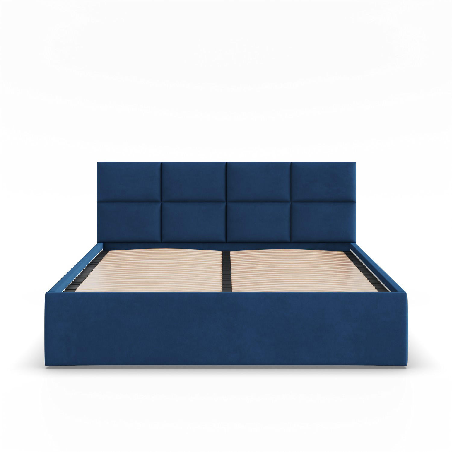 POLSTERBETT MIT KOPFTEIL 180x200 ohne Bettkasten BORGO, Blau - Dunkelblau, Textil (180/200cm) - Mebligo