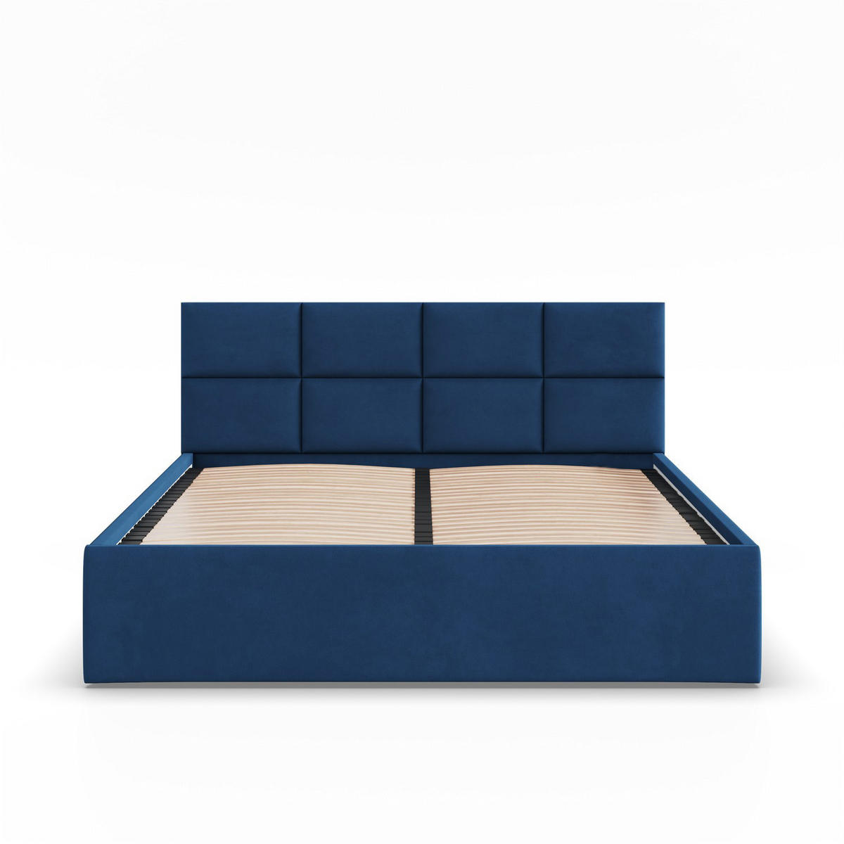 POLSTERBETT MIT KOPFTEIL 180x200 ohne Bettkasten BORGO, Blau - Dunkelblau, Textil (180/200cm) - Mebligo
