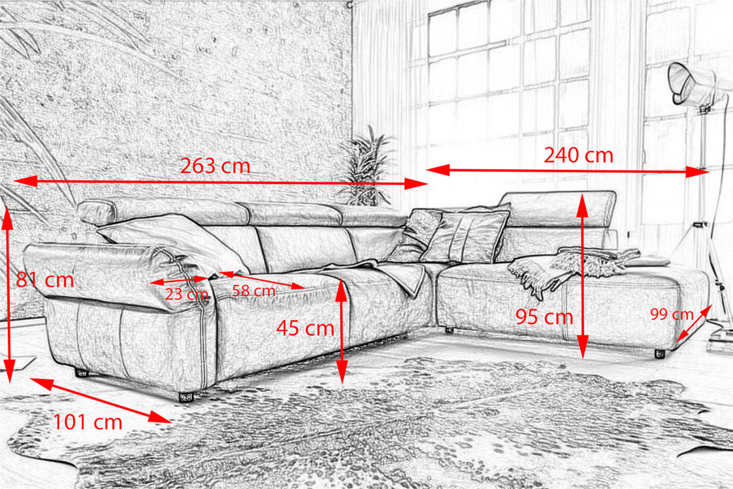 ECKSOFA MOTOR. SITZVORZUG RISO Schwarz Leder - Schwarz, Leder (263/240cm) - KAWOLA
