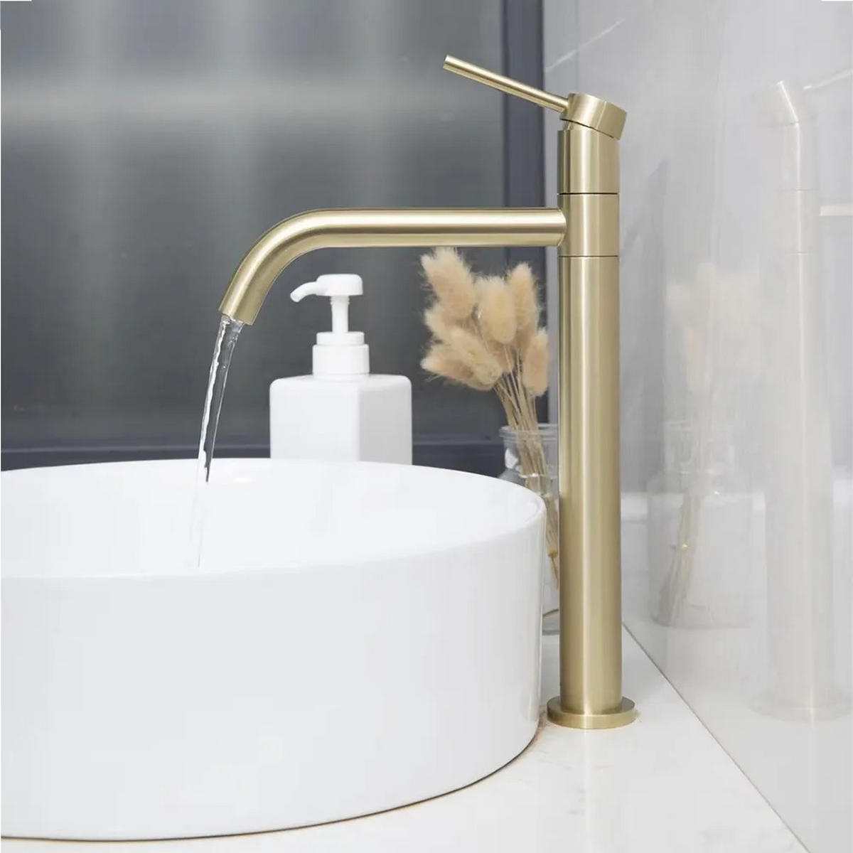 WASCHBECKENARMATUR Rea Lugano Slim Brush Gold High - Goldfarben, Metall (5/34/23cm) - REA