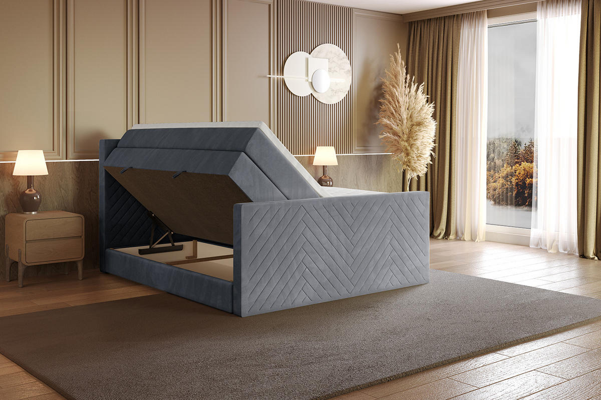 BOXSPRINGBETT mit Matratze und Lattenrost - VEXA-Z KING-160x200 - Grau Casablanca - Grau, Holzwerkstoff (160/200cm) - ALTDECOR