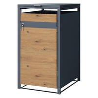 MÜLLTONNENBOX 1er Anthrazit-Eichenoptik - Braun, Metall (80/116.3/68cm) - ML-DESIGN