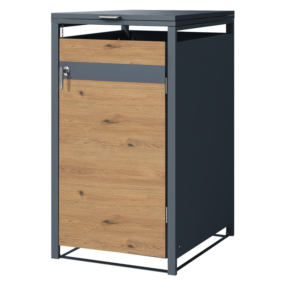 MÜLLTONNENBOX 1er Anthrazit-Eichenoptik - Braun, Metall (80/116.3/68cm) - ML-DESIGN
