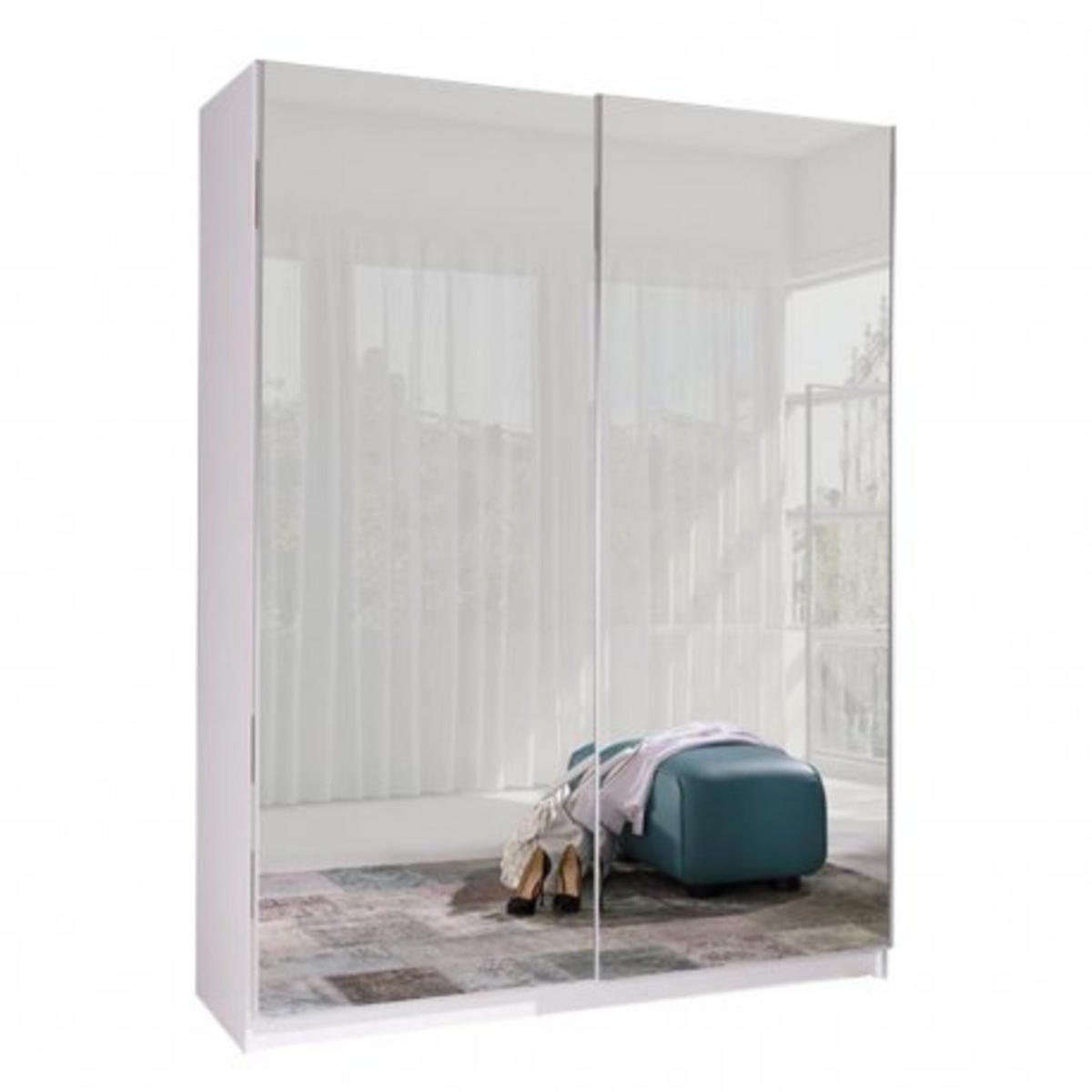 SCHIEBETÜRENSCHRANK - Kleiderschrank Ada VI Spiegel - Weiß, Holzwerkstoff (150/206/62cm) - Möblo