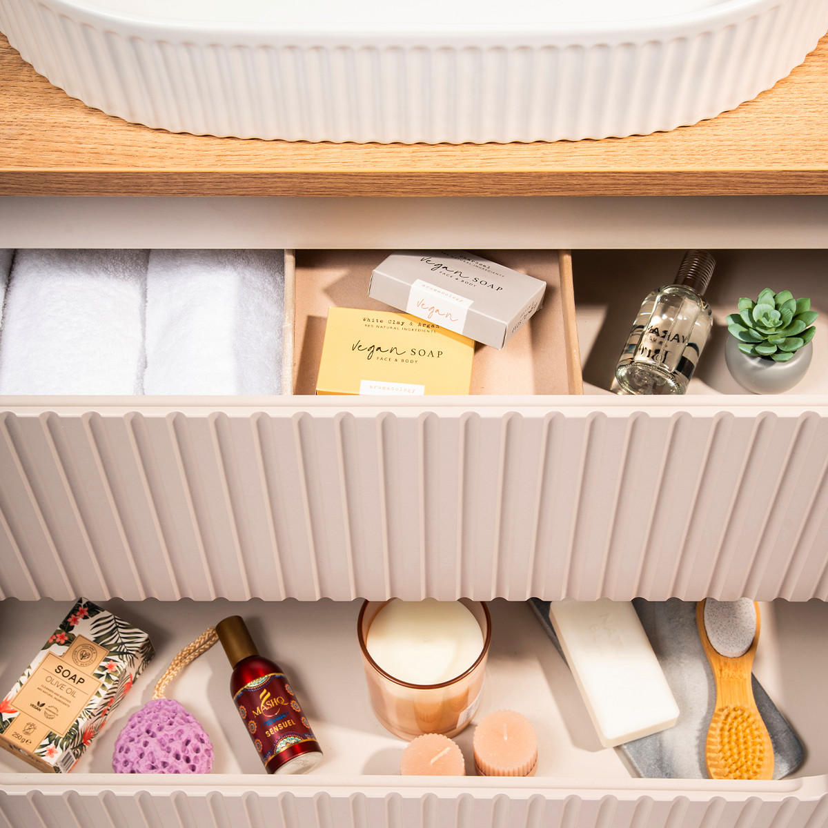 WASCHTISCH 80.4cm Riva Kaschmir - Beige, Holzwerkstoff (80.4/59/40cm) - Petits-meubles