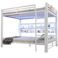 ETAGENBETT 140/200 cm Weiß mit LED und Stauraumschränken - Weiß, Metall (140/200cm) - MIVRAY