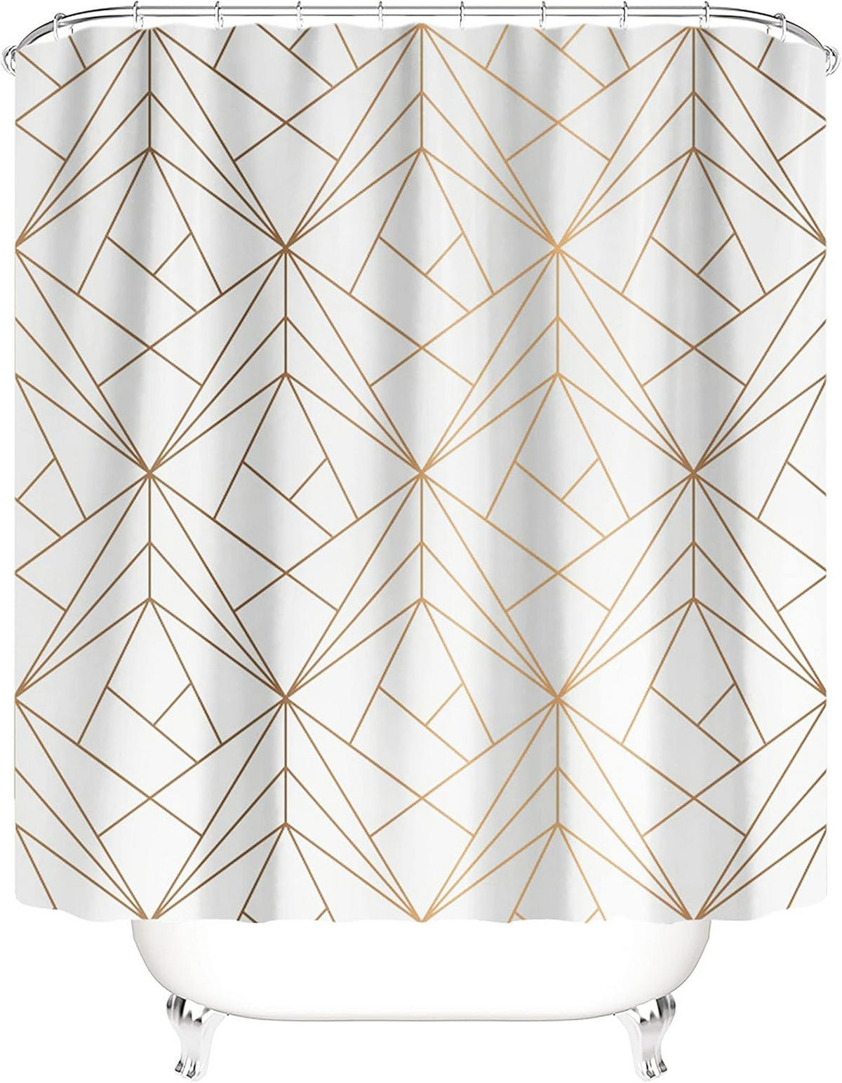 DUSCHVORHANG Gelb goldfarben Badezimmer schimmelresistent waschbar mit Ringen - Weiß, Textil (180/200cm) - MCBOSON