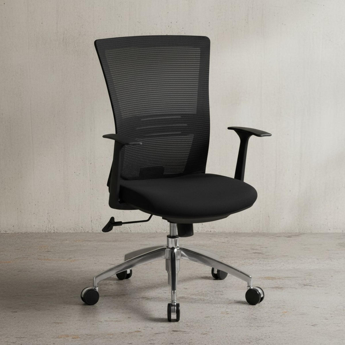 BÜROSTUHL Schwarz Netz drehbar mit verstellbarer Rückenlehne und Aluminiumfußkreuz bis 120 kg - Silberfarben/Schwarz, Textil (70/107/63cm) - KADIMA DESIGN