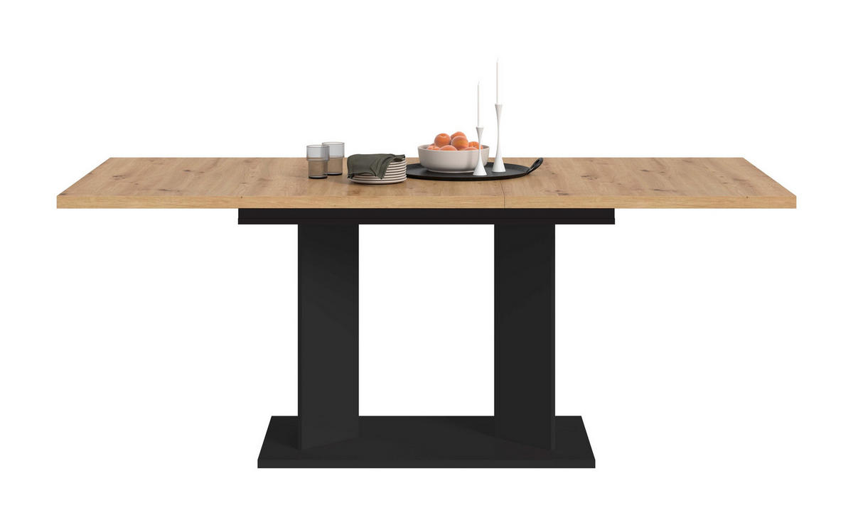 ESSTISCH GUSTAV (B/H/T: ca. 190/76/90 cm) in schwarz/Artisan Eiche Nachbildung - Schwarz, Holzwerkstoff (90/190/76cm)