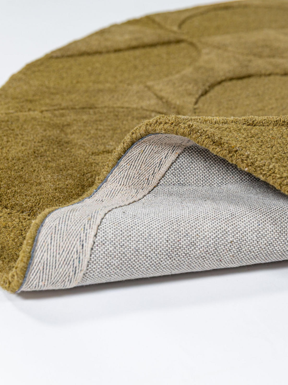 WOLLTEPPICH handgetuftet DEBEN, Kreis-Geometrie, Olivgrün, Ø 160 cm - Grün, Textil (160/160cm) - KADIMA DESIGN