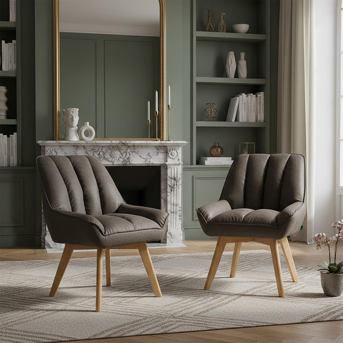 DREHSTUHL Mika-Oskar 2er-Set - Honigeiche/Taupe, Eichenholz/Holz (60/88/68cm) - DUBI Möbel