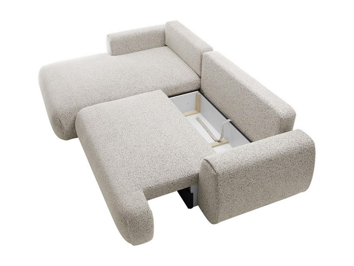 ECKSOFA mit Schlaffunktion - Ecke links - melierter Stoff - Grau - MONELIA - Hellgrau, Textil (270/167cm) - Vente-Unique