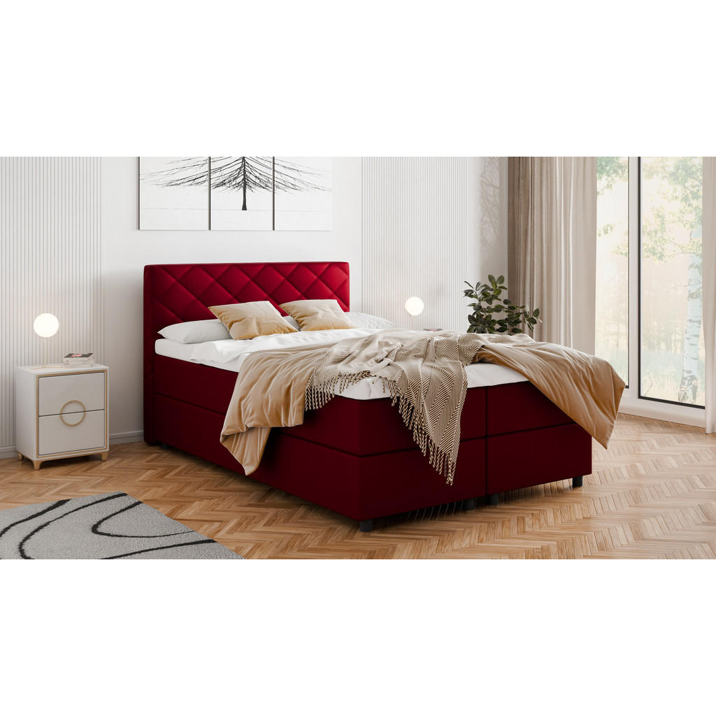 Thumbnail - Panda Möbel Boxbett, Rot, Holz, Mode, 140x215 cm, Oeko-Tex® Standard 100, Schlafzimmer, Betten, Boxspringbetten