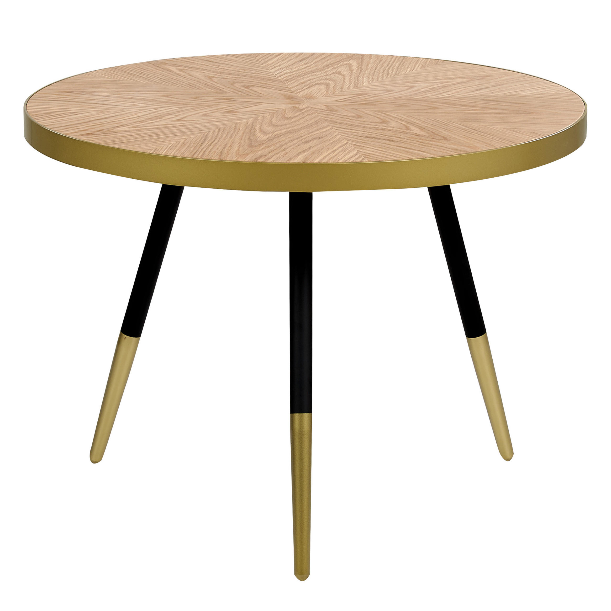 COUCHTISCH heller Holzfarbton/gold rund 61 cm Ramona - Hellbraun/Goldfarben, Holzwerkstoff (61/61/45cm) - Beliani