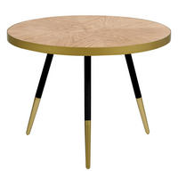 COUCHTISCH heller Holzfarbton/gold rund 61 cm Ramona - Hellbraun/Goldfarben, Holzwerkstoff (61/61/45cm) - Beliani