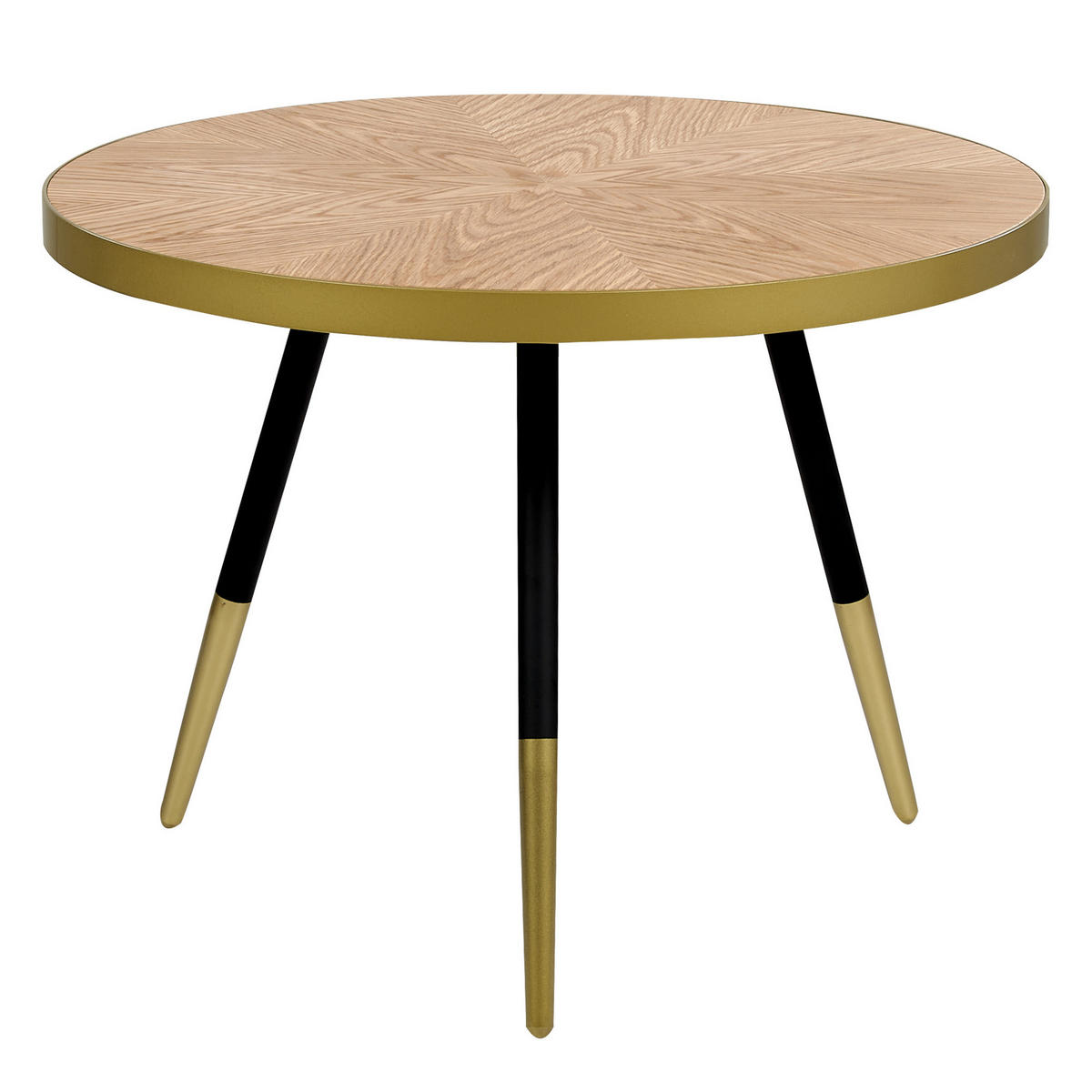 COUCHTISCH heller Holzfarbton/gold rund 61 cm Ramona - Hellbraun/Goldfarben, Holzwerkstoff (61/61/45cm) - Beliani