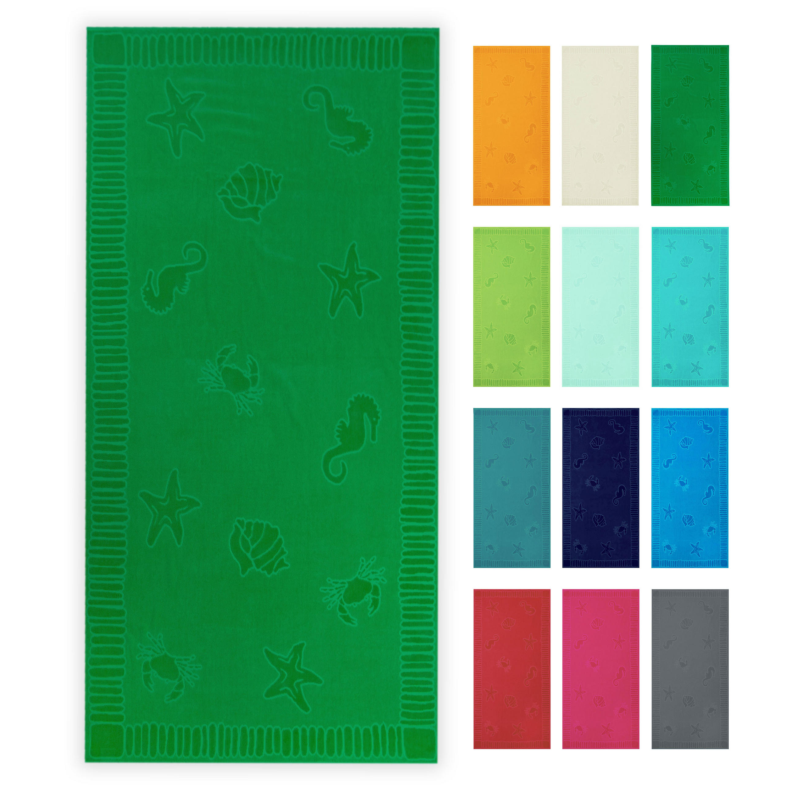 STRANDTUCH, 100x200 cm, 100% Baumwolle, Grün - Grün, Textil (100/200cm) - Zollner