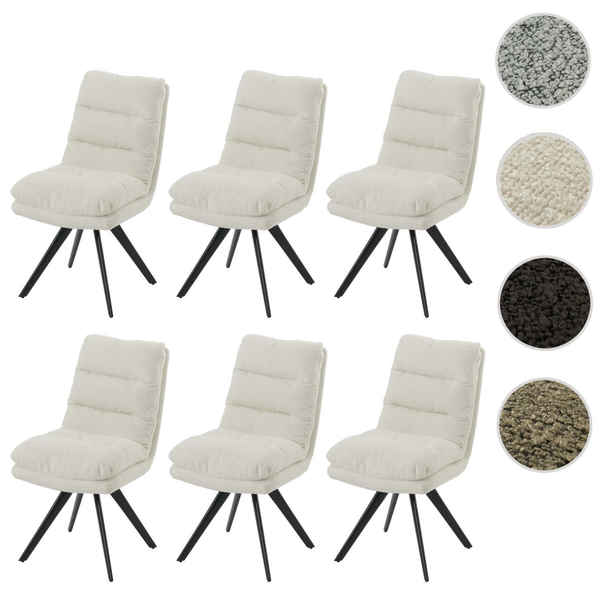 ESSZIMMERSTUHL BOUCLé Weiß 6er-Set - Weiß, Textil (48/92/68cm) - MCW