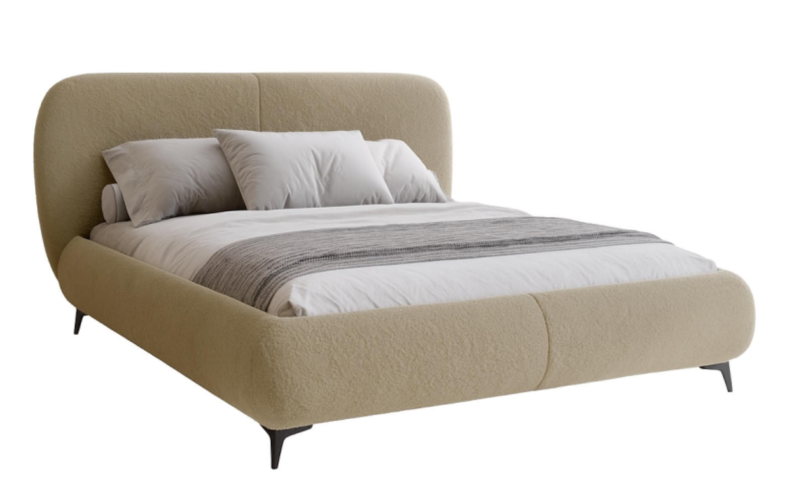 BETT Dunkelbeige ELLE Gepolstert 200x200 cm - Beige/Schwarz, Kunststoff/Textil (200/200cm) - Sepro Meble