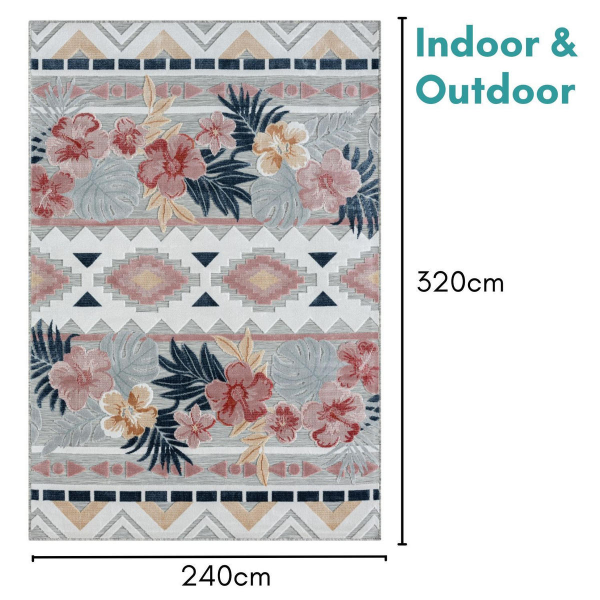 OUTDOORTEPPICH Aurora Altrosa,Dunkelblau,Currygelb 240/320 cm - Altrosa, Textil (240/320cm) - My-Rug
