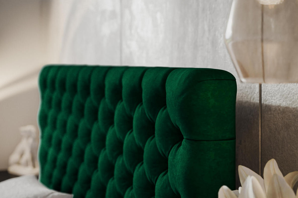 BETT 180x200 - Polsterbett mit Bettkasten und Holzrahmen - Elegant Betten - Glatter Kronos-Stoff - Kollektion Miami, Grün - AlpiMeble - Grün, Holz/Kunststoff (180/200cm) - Alpi-Möbel