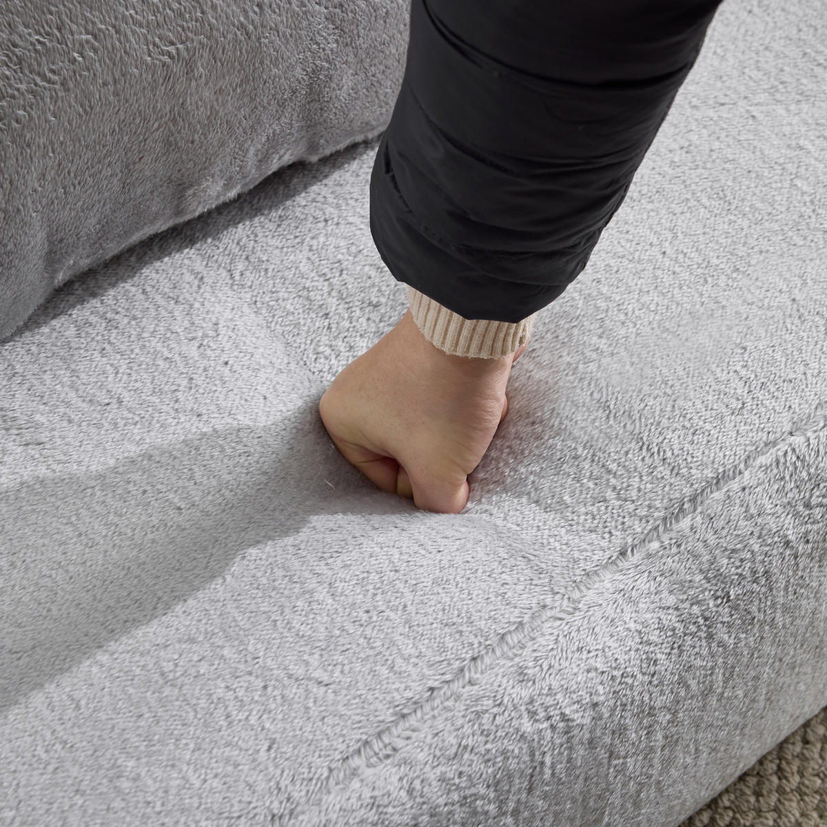 2-SITZER SCHLAFSOFA Stoff Hellgrau mit Kissen - Hellgrau, Textil (190/48/104cm) - WISHDOR