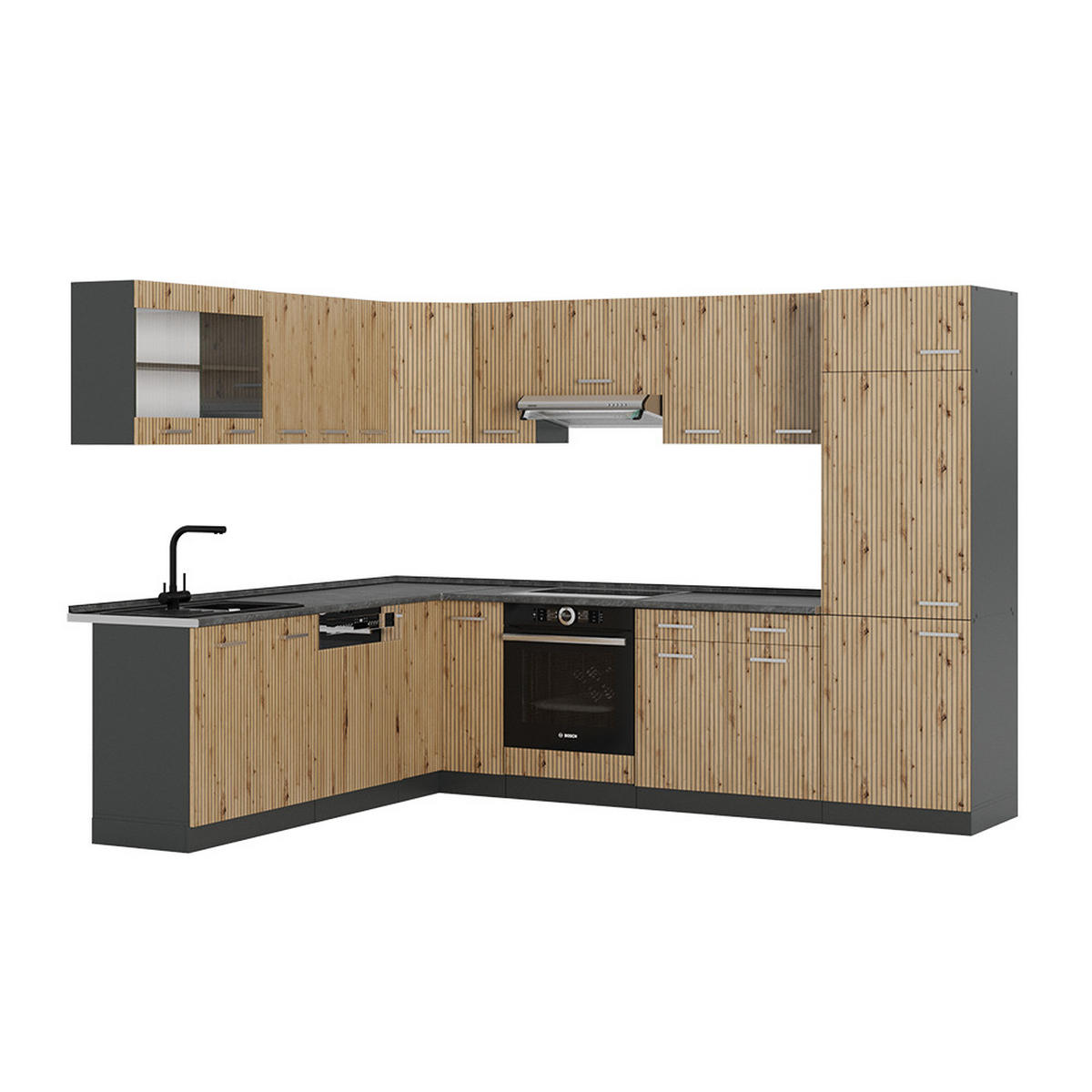 ECKKÜCHE R-Line Artisan Eiche/Anthrazit 227 x 287 cm, AP Anthrazit - Anthrazit/Eiche Artisan, Holzwerkstoff (287/81.6/60cm) - Vicco