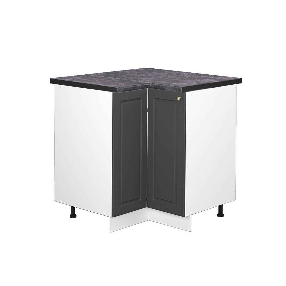 ECKUNTERSCHRANK Fame-Line Anthrazit-Gold 80.5 cm, AP Anthrazit - Anthrazit/Weiß, Holzwerkstoff (80.5/82/60cm) - Vicco