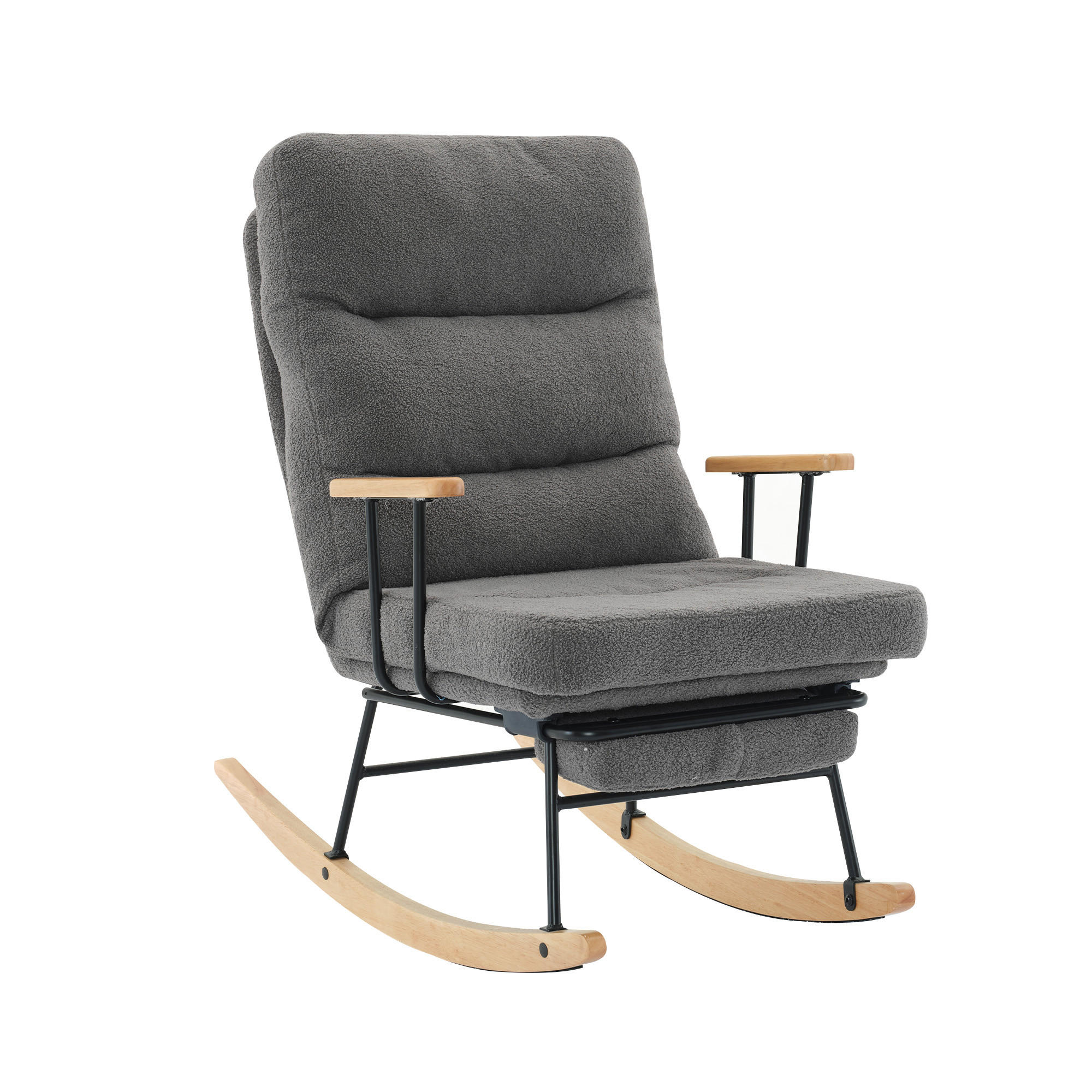 SCHAUKELSESSEL Teddy-Stoff mit Schwerkraftverstellung, Fußstütze 102/63,5/100 cm Grau - Grau, Textil (63.5/100/102cm) - Redom