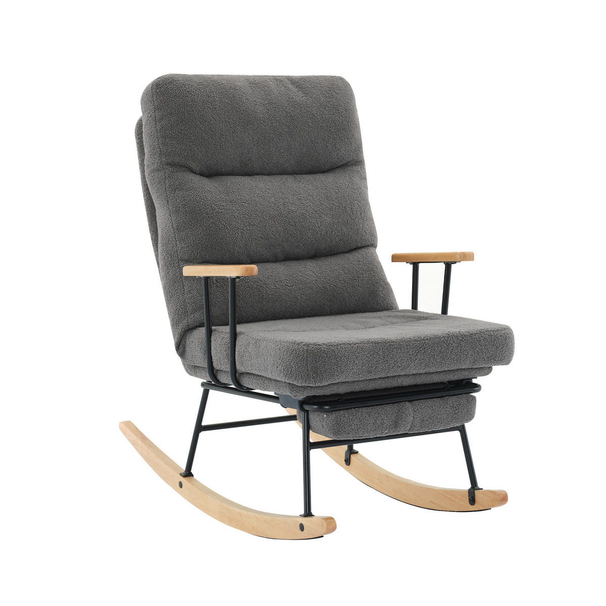 SCHAUKELSESSEL Teddy-Stoff mit Schwerkraftverstellung, Fußstütze 102/63,5/100 cm Grau - Grau, Textil (63.5/100/102cm) - Redom
