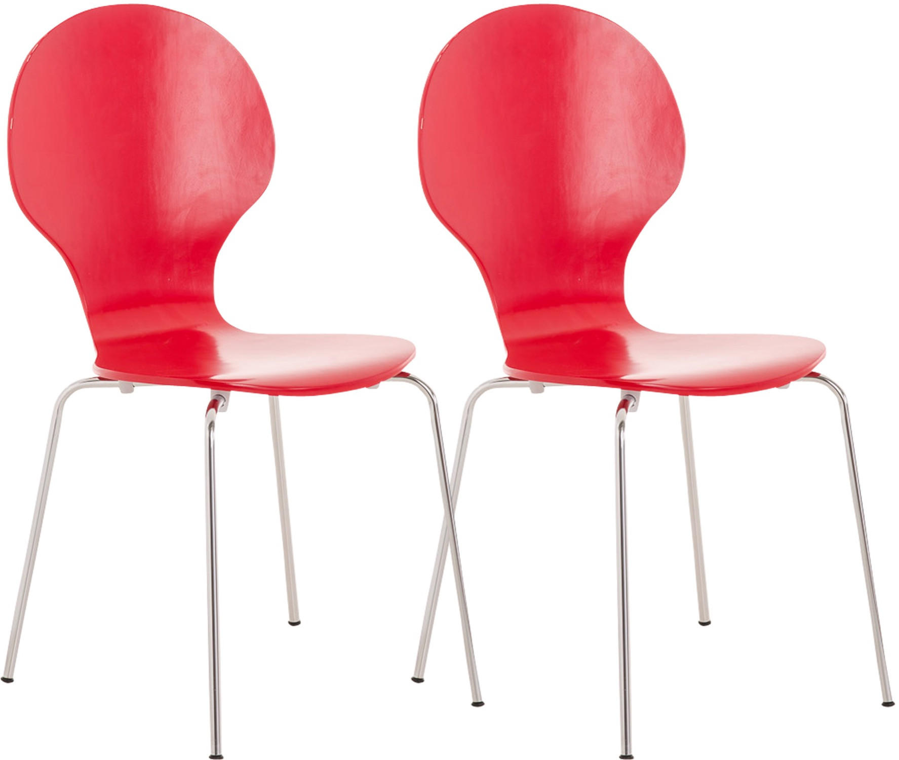 BESUCHERSTUHL Ede - 2er Set rot - Rot, Metall (43/86/45cm) - TPFLiving
