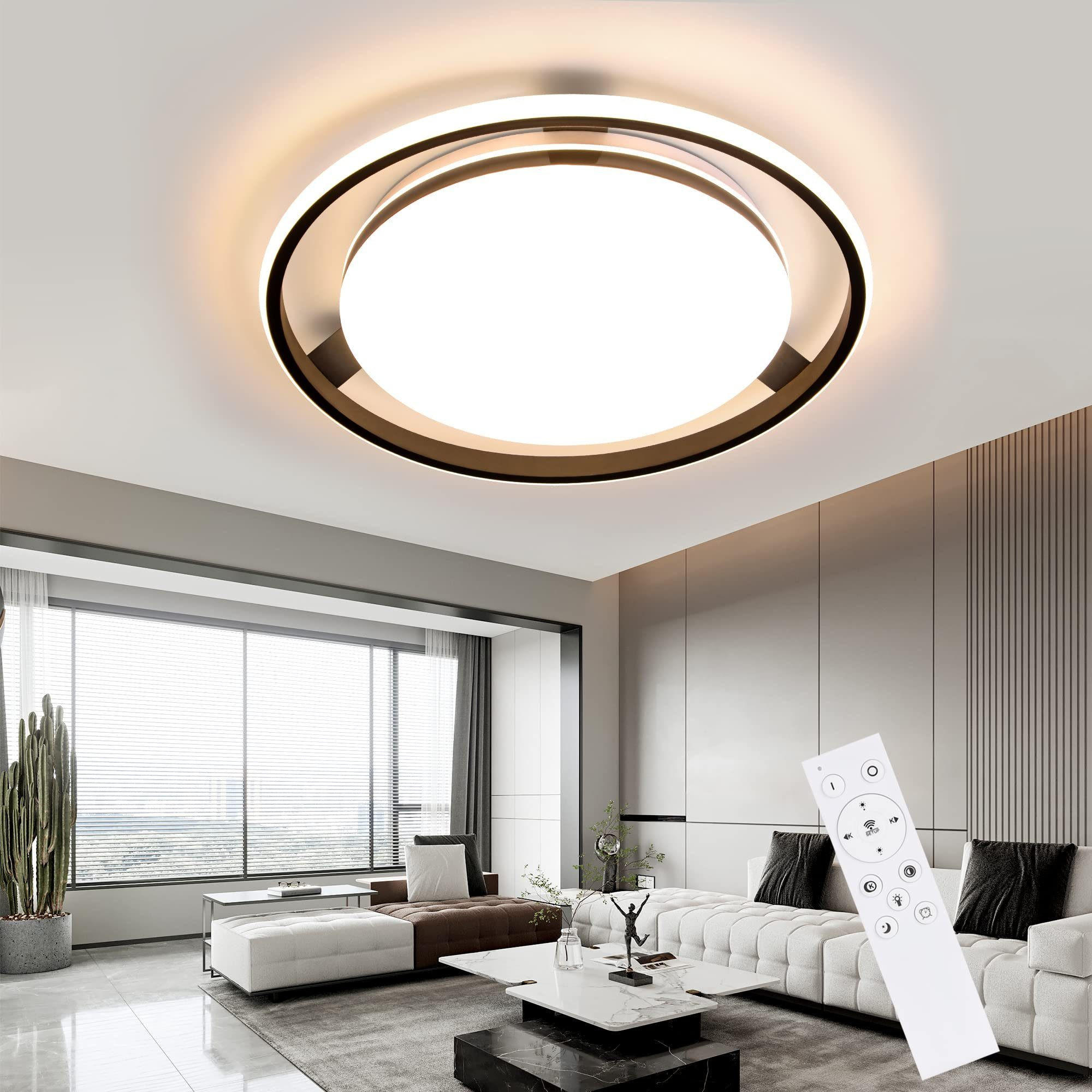 LED-DECKENLEUCHTE Falris 46.5/47.5/9 cm - Schwarz, Metall (47.5/46.5/9cm) - ZMH
