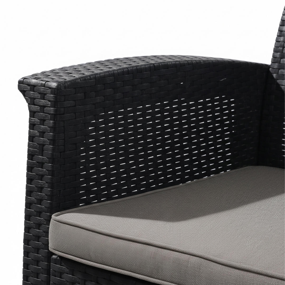SET Natural mobilier de grădină 4-piese poliratan - negru, material plastic/material textil - Relaxdays