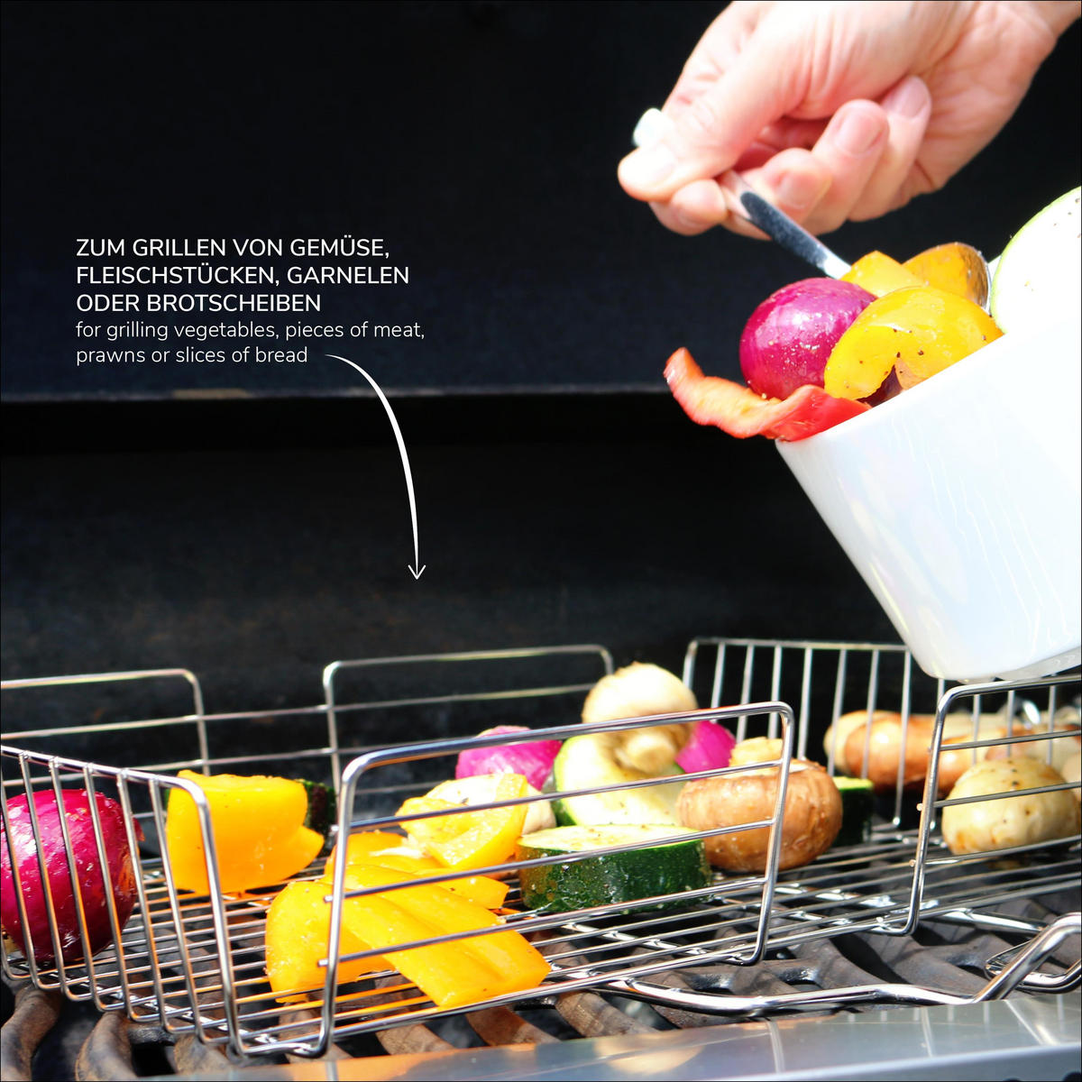 GRILLKORB, silber, Edelstahl - Edelstahlfarben, Metall (61/32.5/6.5cm) - bremermann