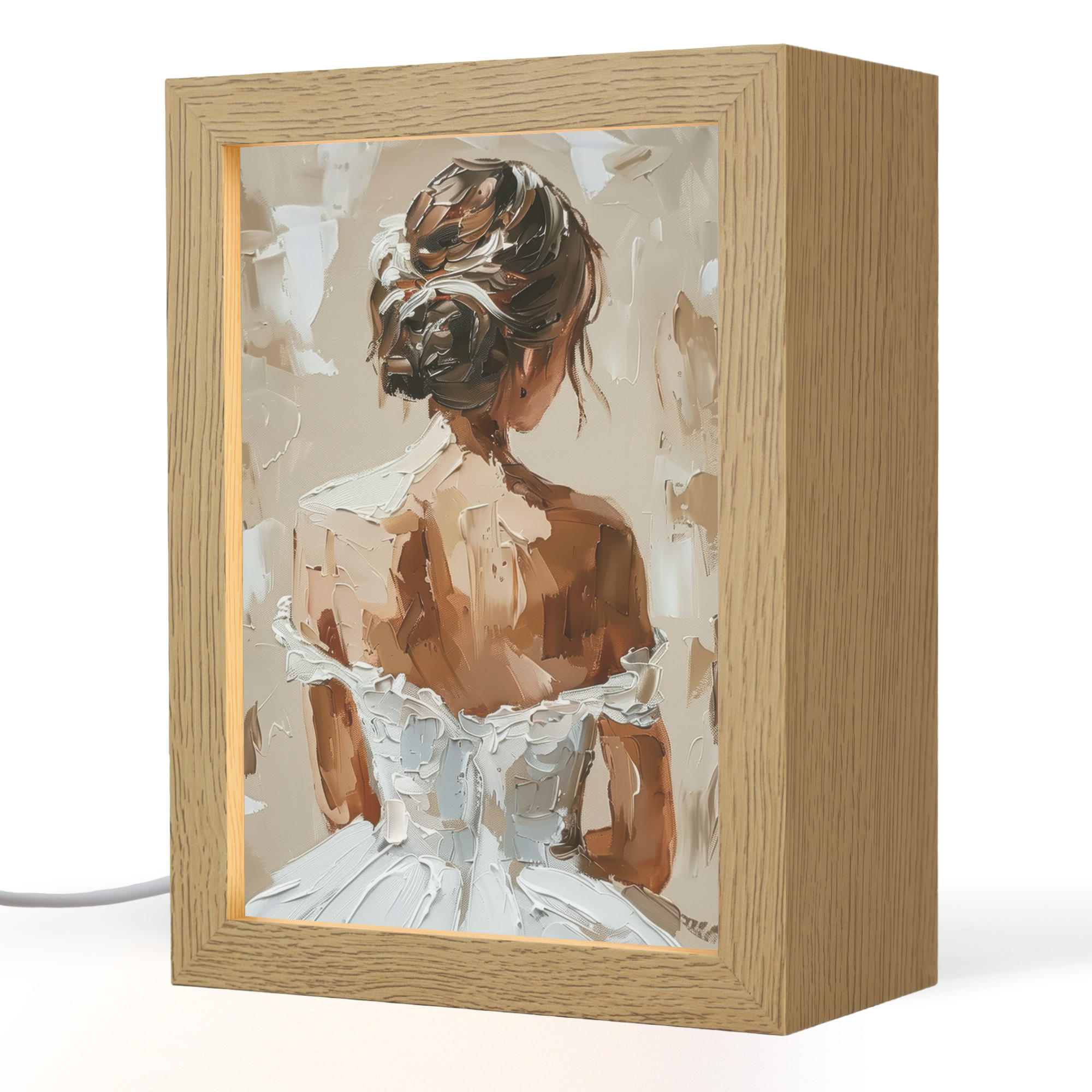 OnlyWow STOLNÍ LAMPA Žena - malba - abstraktní - béžová - moderní 15x20 cm