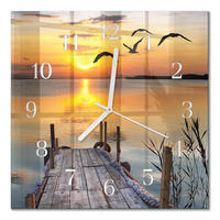 WANDUHR 30x30 cm - Bridge Lake - Orange, Glas (30/30/0.4cm) - TULUP